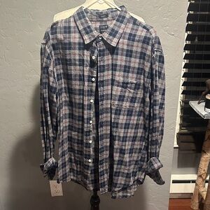 J. Crew Men's Casual Navy Checkered Shirt